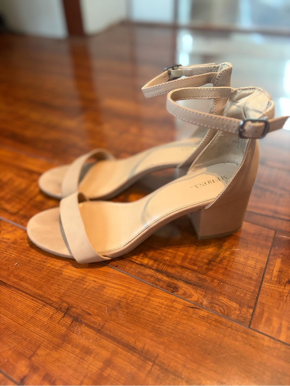 Merona Nude Tan Block Heel Ankle-Strap Sandals | Size 9